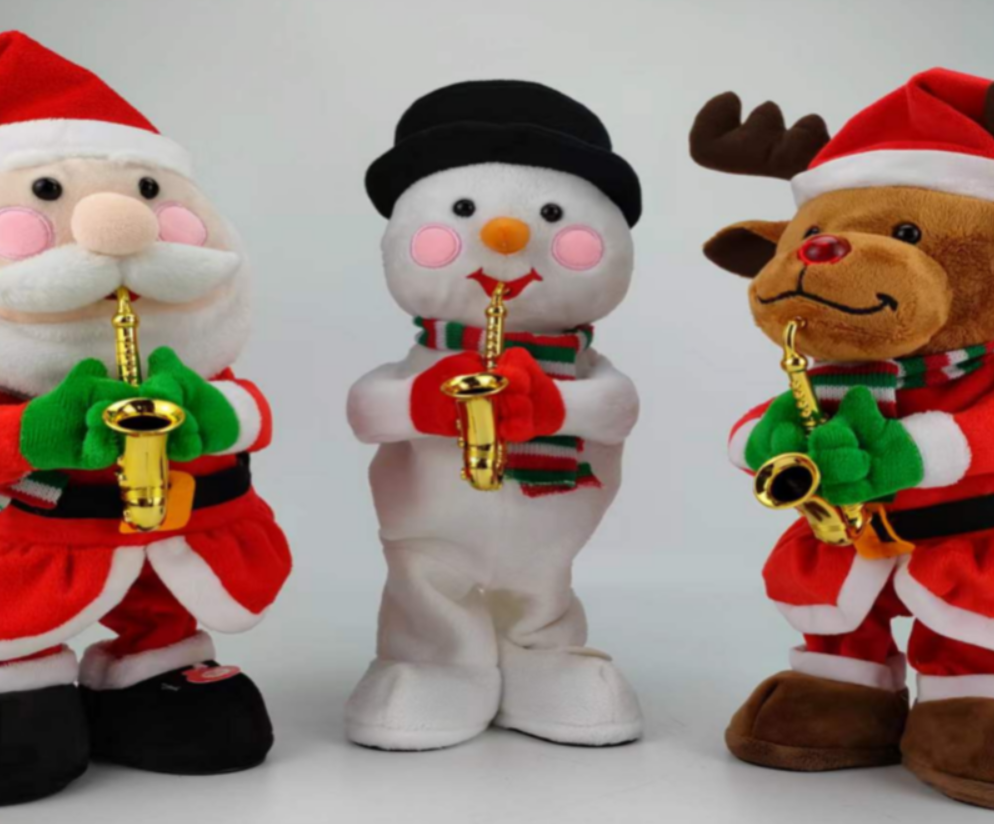 萨克斯圣诞三宝 儿童玩具 圣诞 唱歌可连播+学说话+发光+摇摆手办儿童玩具