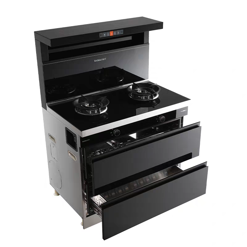 KODEAR/ Keda AE02 integrated cooktop, cleaning cabinet, side-suction bottom exhaust range hood, gas stove and all-in-one cooktop Application Scenario