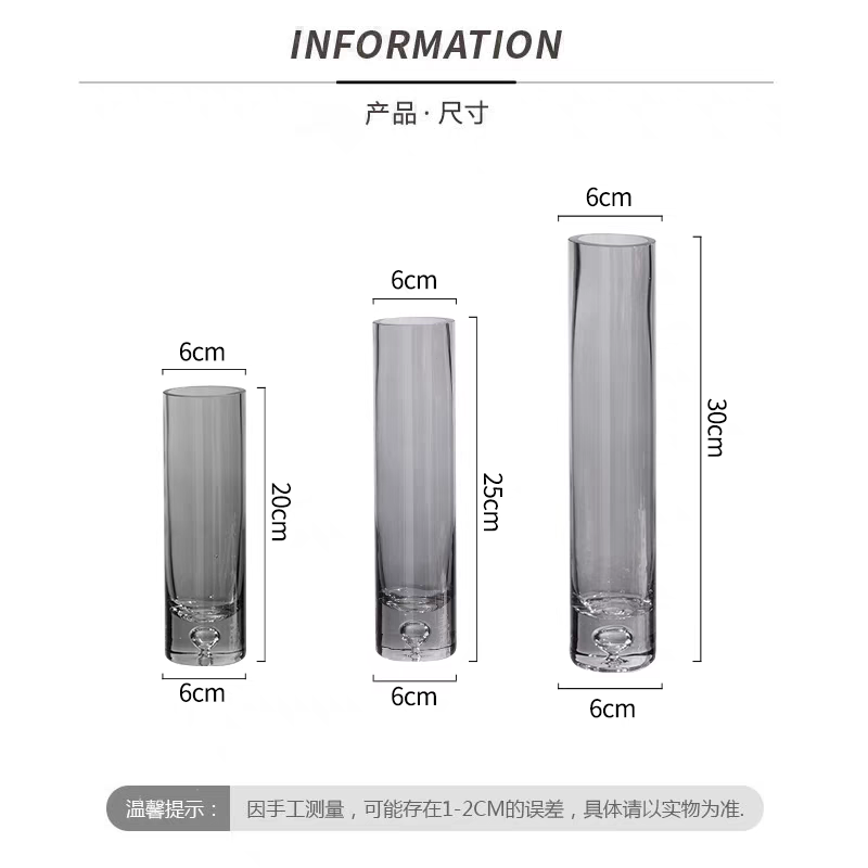 透明玻璃花瓶底部带气泡桌面装饰插花详情图4