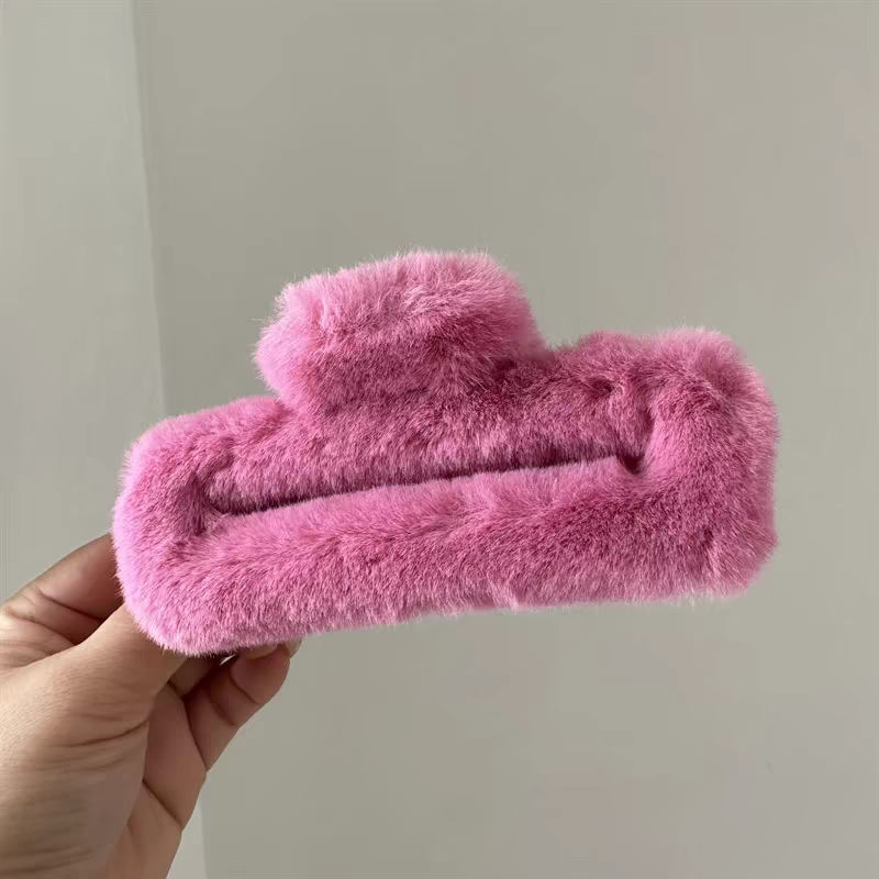 秋冬新款毛绒交叉抓夹大号方形11公分后脑勺盘发发夹少女简约高级感鲨鱼夹头箍女夏季百搭  琳琳饰品