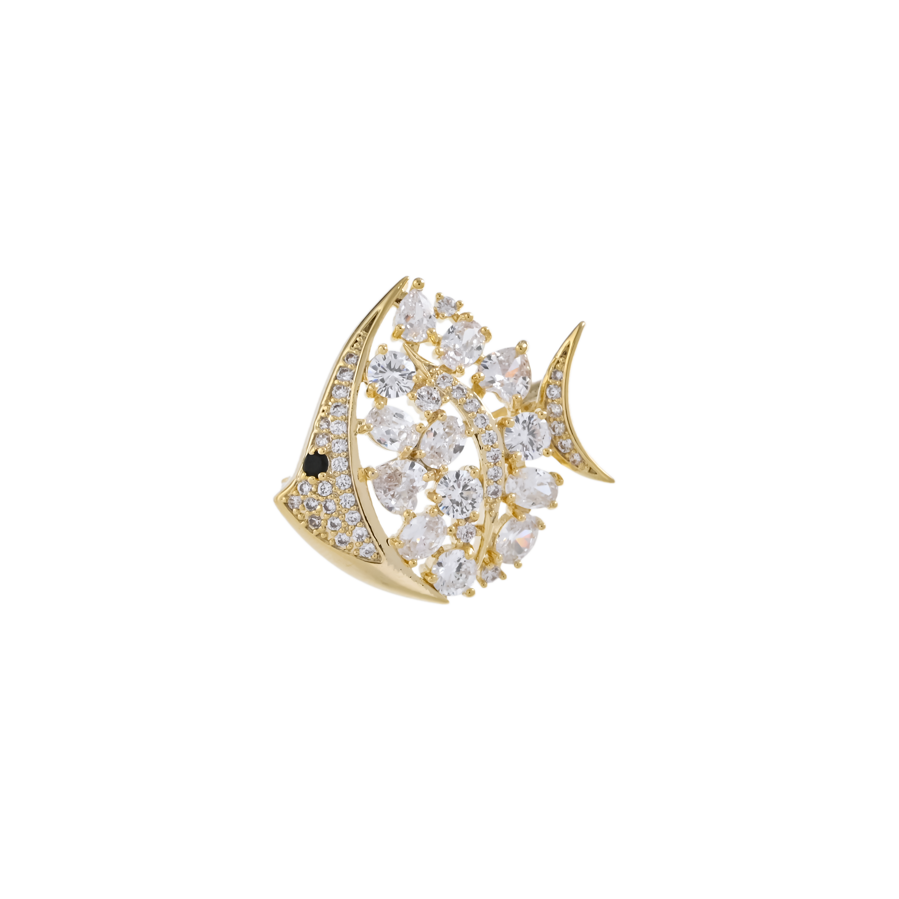 Xuhui brand copper-plated real gold and zircon fish-shaped personalized brooches and pins are fashionable and versatile. There are many women's styles to choose from details Picture
