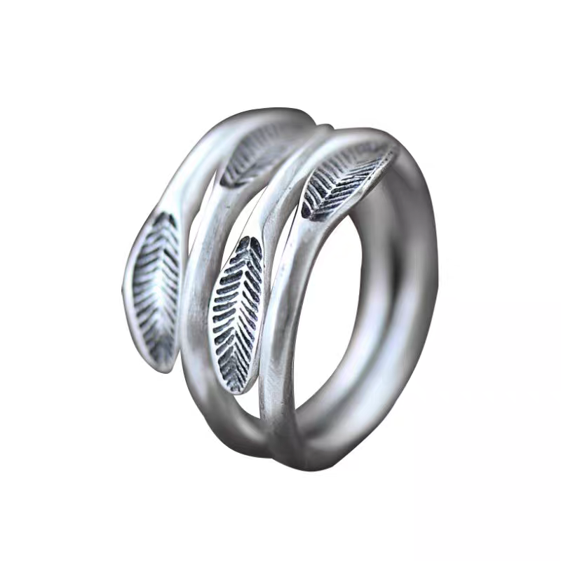 高级感不掉色男戒925银戒指女简约轻奢小众食指戒时尚复古指环潮戒指白底实物图