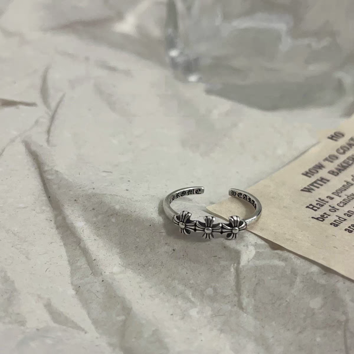 银色素圈锆石开口戒指套装女冷淡风气质情侣指环时尚个性戒指细节图