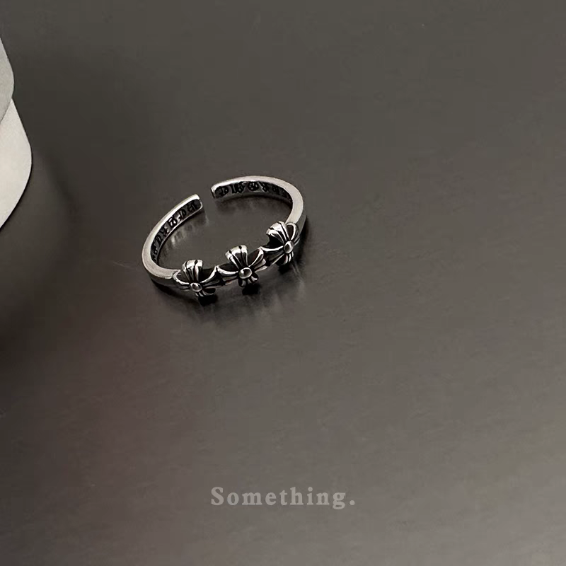 银色素圈锆石开口戒指套装女冷淡风气质情侣指环时尚个性戒指产品图