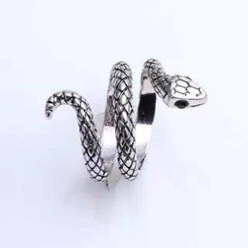 男女生925纯银戒子原创蛇饰品复古INS个性潮开口可调节银戒子戒指白底实物图