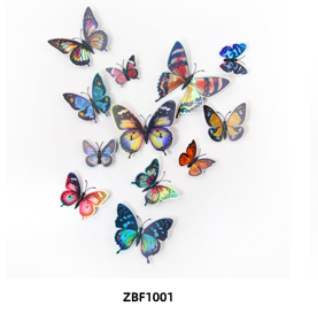 PET single-layer simulated butterfly magnetic attraction 3D stereoscopic garden butterfly decoration for living room, bedroom and home decoration Specification image