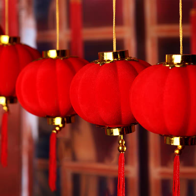 大红植绒小灯笼春节盆景装饰结婚布置户外装饰灯笼灯笼详情图4