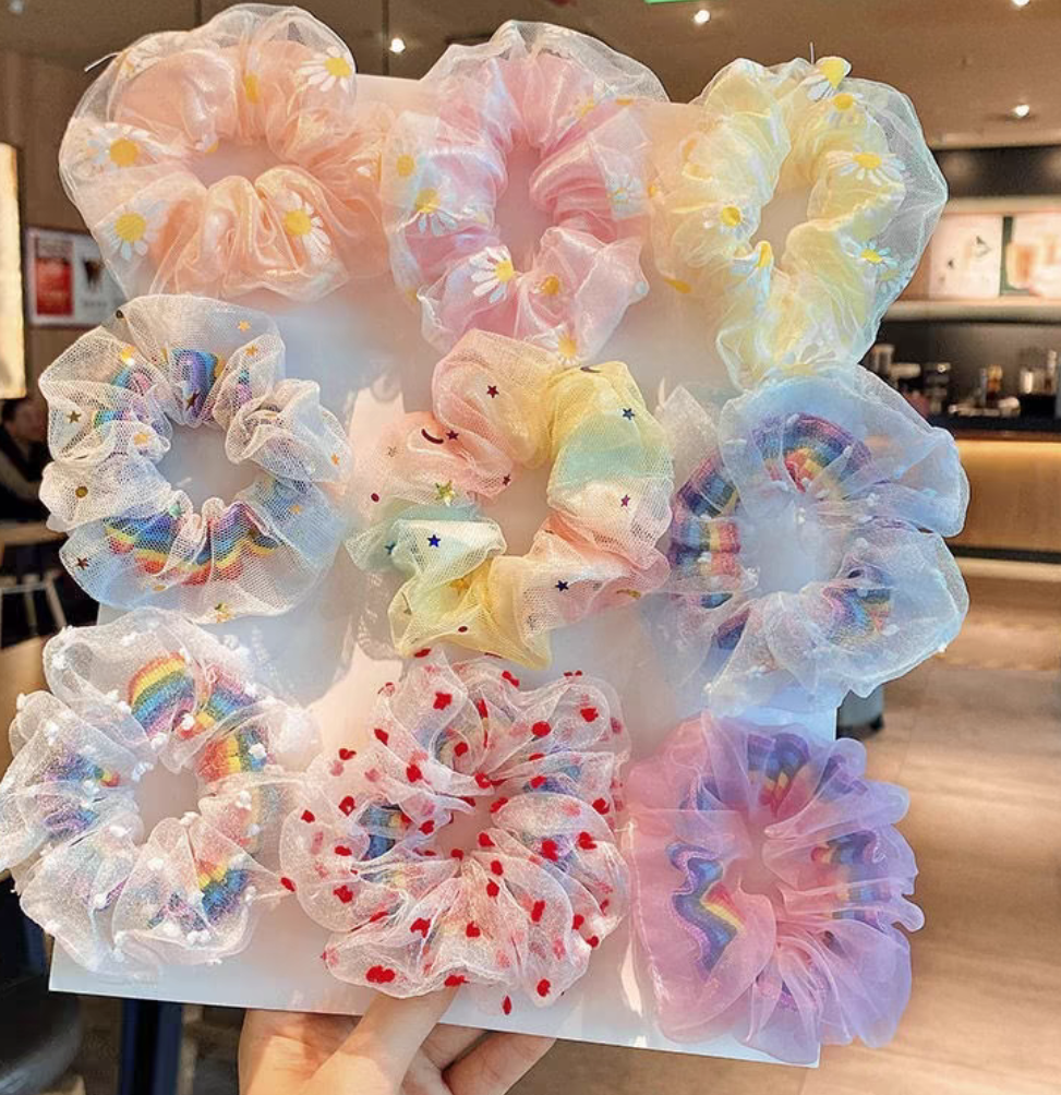 Children Korean candy color hair circle girl does not hurt hair tie cute net yarn hair tie headwear leather band hair accessories girl details Picture