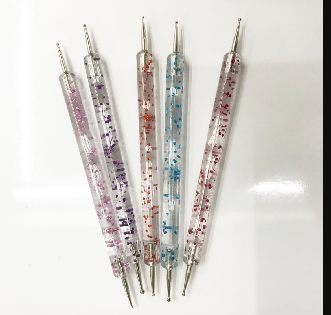 美甲工具拉线笔雕花笔光疗彩绘笔渐变勾花点花双头5色笔刷5支套装