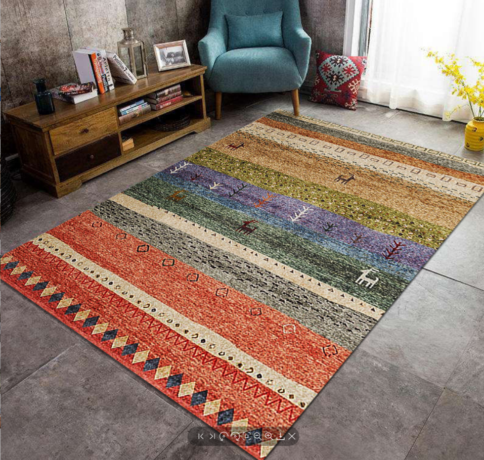 National trend Moroccan ethnic style carpet floor mat, living room coffee table blanket, large bedroom retro Bohemian floor mat under the bed -1