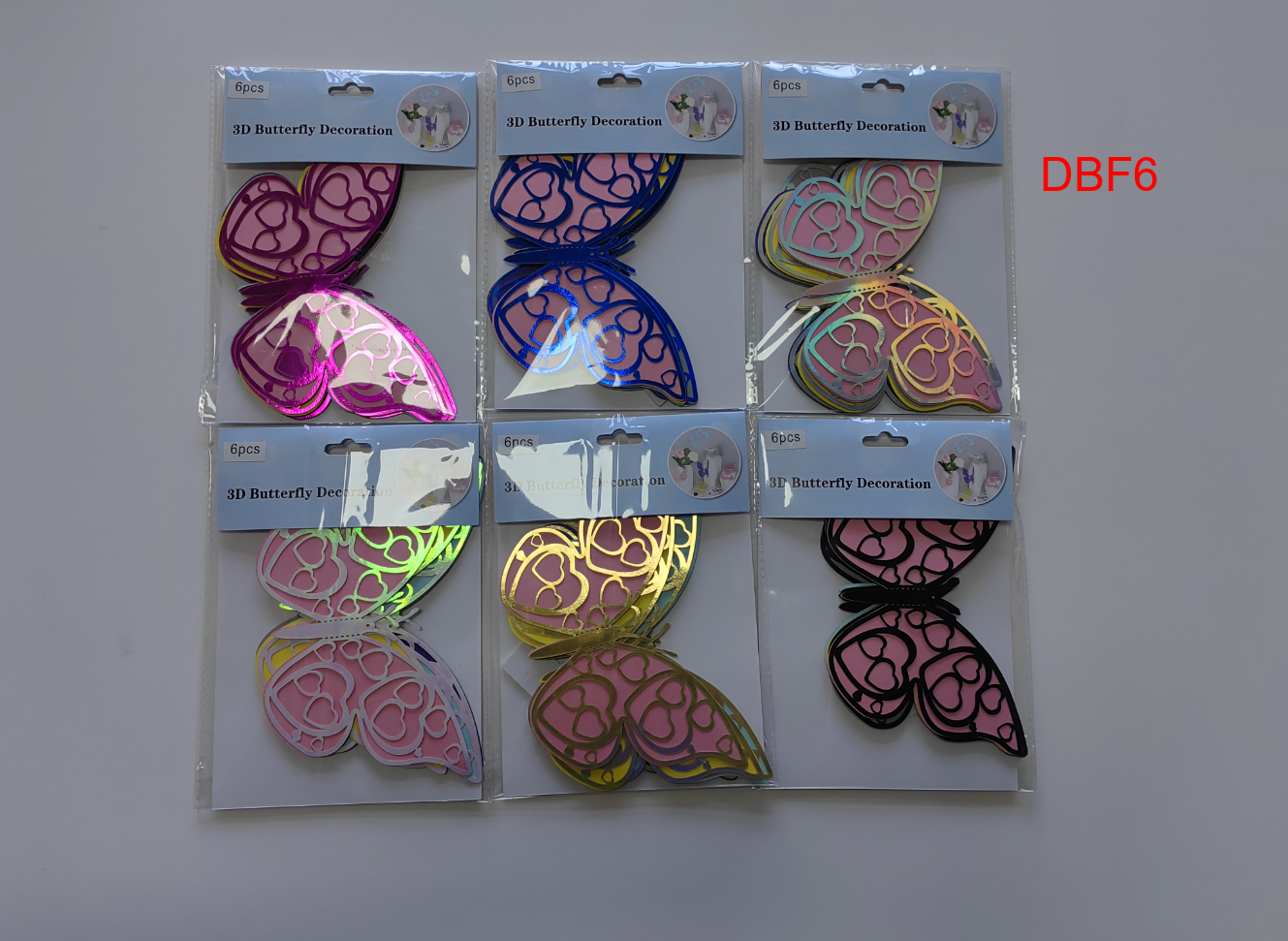 6只装3D金属边镂空蝴蝶跨境外贸墙贴立体仿真蝴蝶家居贴纸装饰详情1