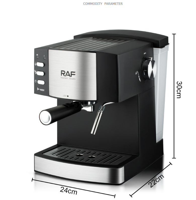 RAF欧规跨境意式咖啡机家用小型半全自动高压蒸汽打奶泡办公室详情2