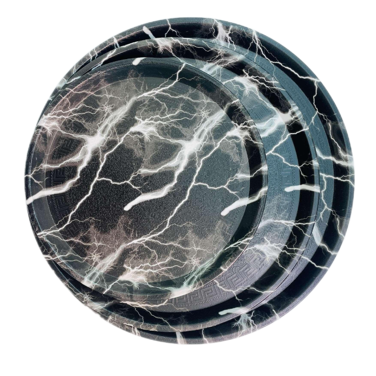 跨境外销厨房用品选品商用家用学生食堂餐用托盘商住两用置物盘黑色大理石白色大理石直径dia29cm36cm 40.5cm详情9