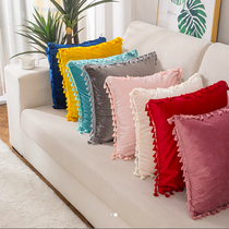 Modern simple solid color Dutch velvet fringe lace living room sofa pillow, pillow case