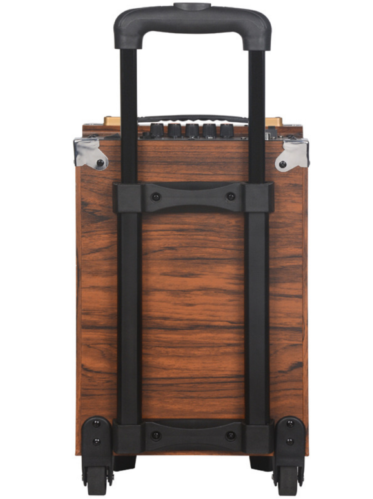 Square dance audio equipment, outdoor karaoke speaker, high-power wooden audio equipment with wireless microphone, Bluetooth trolley mobile audio equipment, cross-border wooden high-volume 40W trolley wireless audio equipment, outdoor square dance mobile portable Bluetooth audio equipment Specification drawing