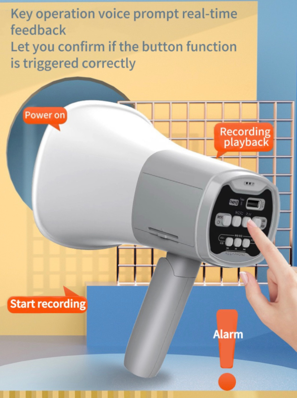 Handheld lithium battery loudspeaker, dual battery compartment, street stall selling loudspeaker, megaphone, wireless Bluetooth loudspeaker, Shouting microphone, loudspeaker full figure