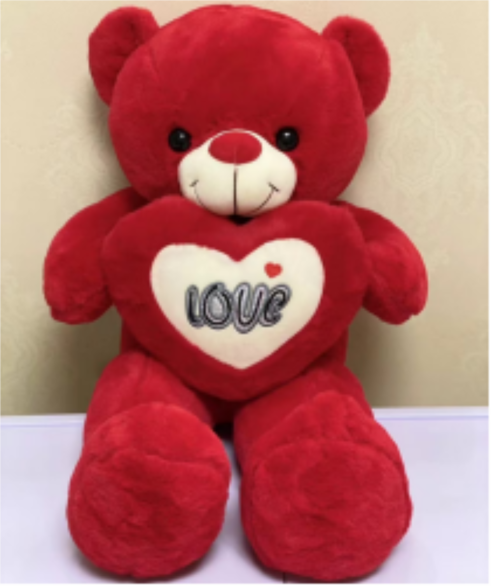 A variety of red heart-hugging bears in the vertical version