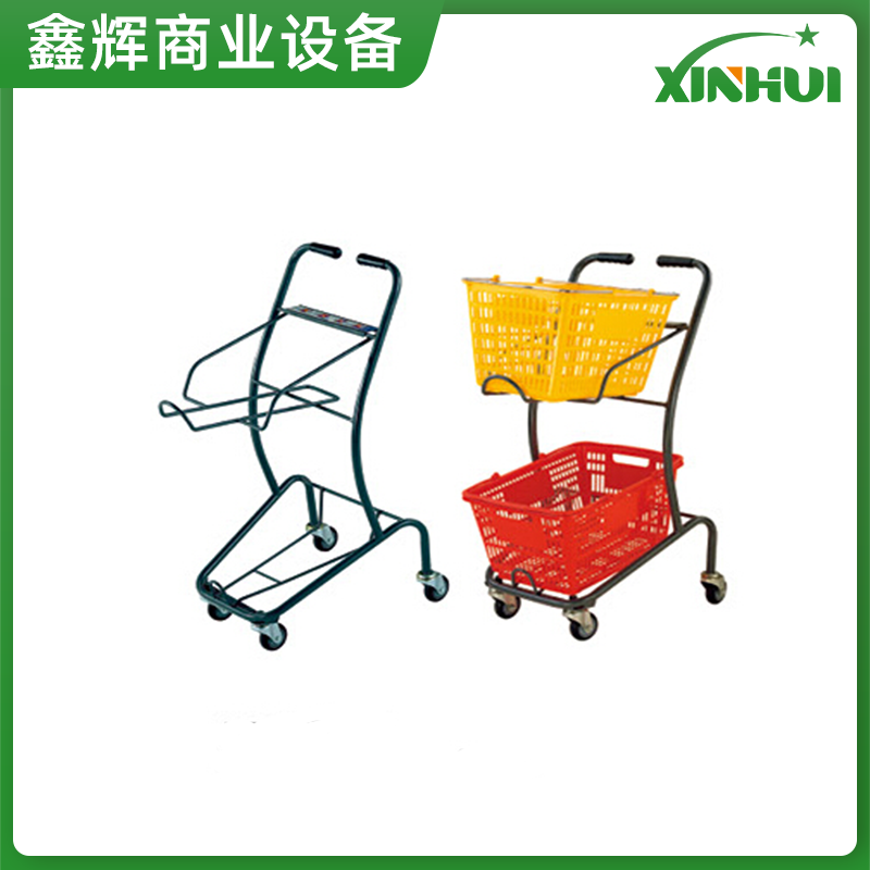 Shopping mall and supermarket stock clerks' trolleys, property management trolleys, supermarket three-basket shopping carts, household double-layer trolleys for buying vegetables