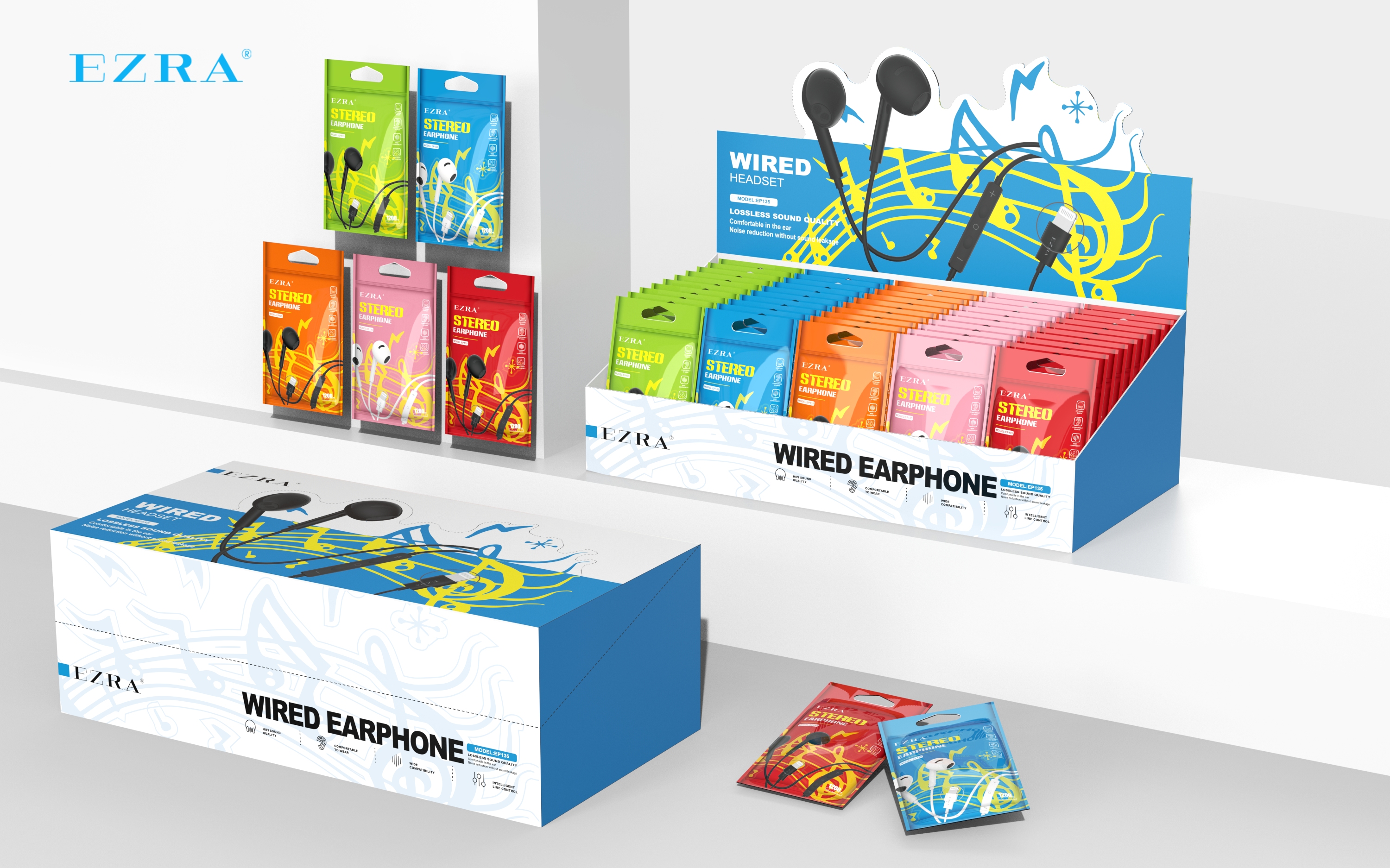 EP135 Glitzy earphones Strong bass comfortable to wear for a variety of devices