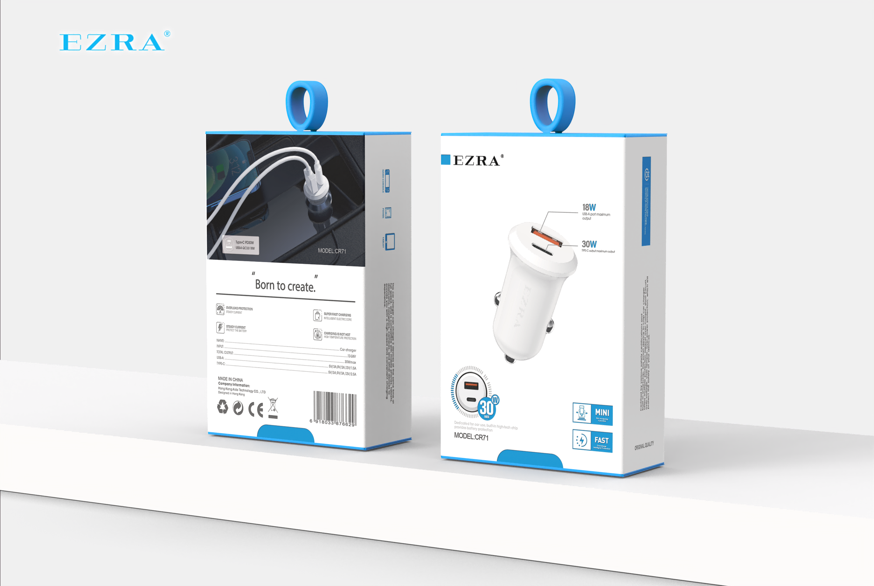 EZRA cross-border USB/TYPE-C car phone fast charger Audi rear clamps charging module CR71 car phone charger