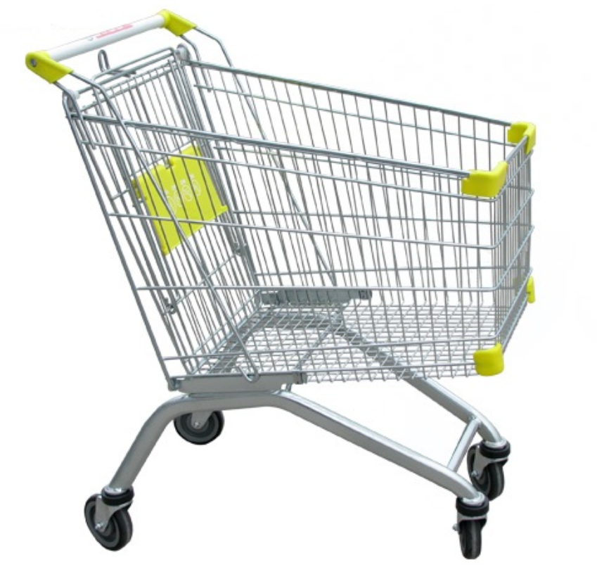 Supermercado hipermercado centro comercial carro de compras 150L propiedad almacén carro de clasificación carro de compras de metal carro de compras tienda de conveniencia rueda de compras lanzamiento de supermercado 150 litros rueda de compras Item Picture