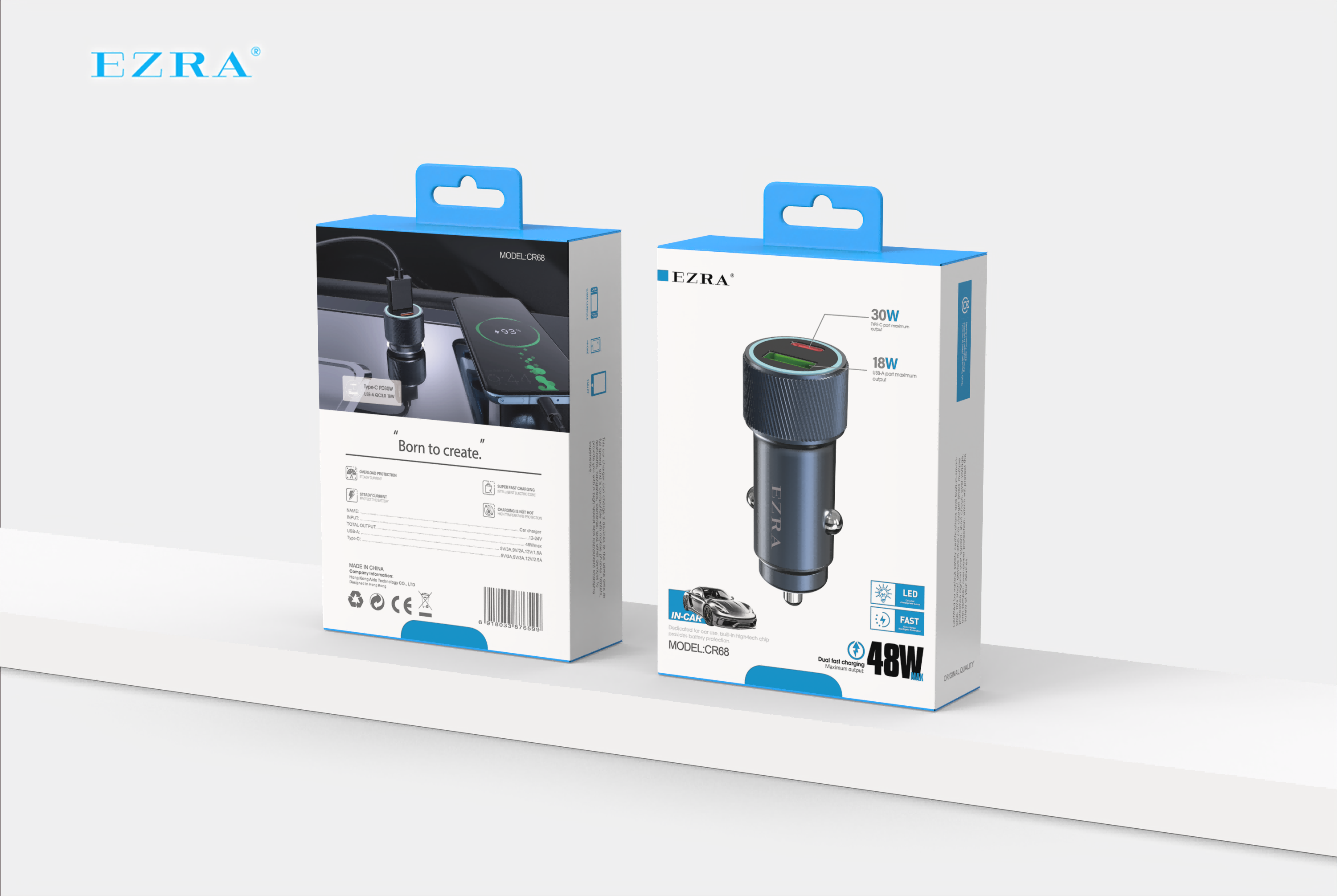 Ezra Cross-Border Usb/Type-C Car Charger Cr68