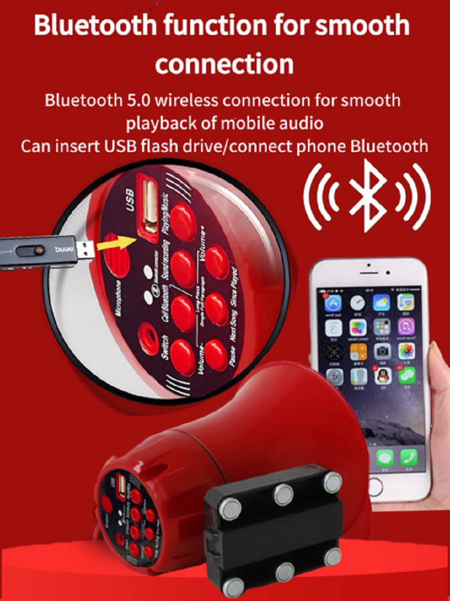 Bluetooth speaker, promotional horn, car roof, outdoor street stall promotion, hawking and Shouting device, portable loudspeaker, all-in-one machine, loudspeaker, high-pitched horn, loudspeaker, hawking machine, recording, street stall Shouting device details Picture