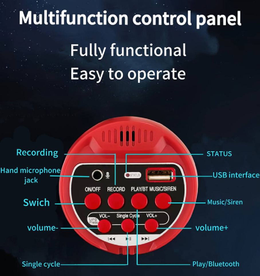 Bluetooth loudspeaker, high-pitched horn, loudspeaker, vending machine, recording loud, Bluetooth handheld street vending loudspeaker, 50W high-power handheld wireless loudspeaker, multi-functional loudspeaker, card-insertable Bluetooth promotional loudspeaker, loudspeaker details Picture