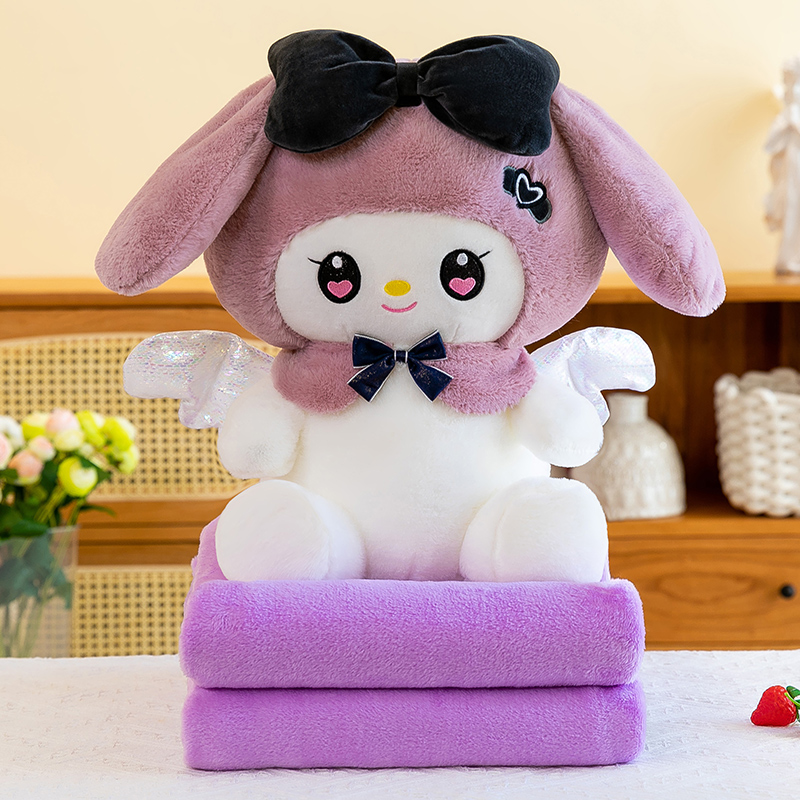 库洛米二合一卡通抱枕被子两用午睡毯子沙发抱枕靠垫kt猫空调被毛绒玩具抱枕详情2