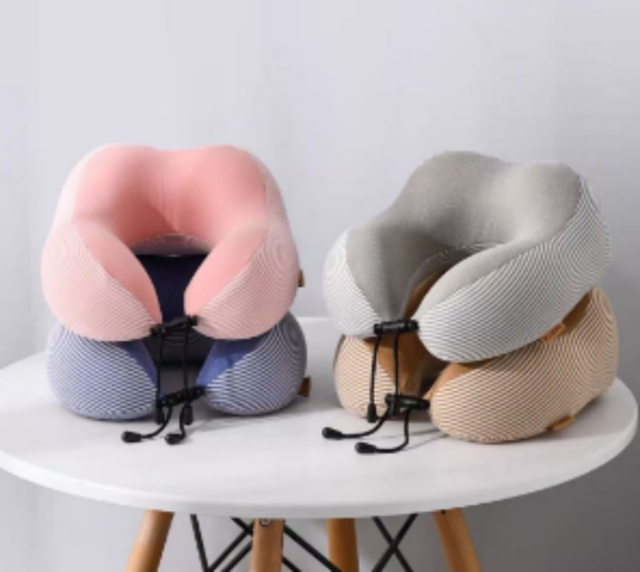 Memory foam skin-friendly striped double-peak neck pillow Specification image