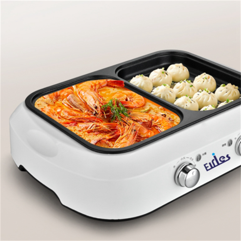 Multi-functional kitchen appliances for hot pot and grill, dormitory electric hot pot, teppanyaki small appliances, dual-purpose hot pot, household electric cooking pot details Picture