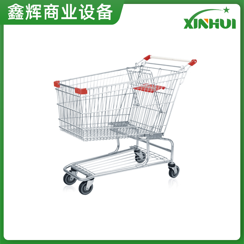 Venta al por mayor 240L carro de compras supermercado americano supermercado ligero americano carrito de compras tienda de conveniencia carro de metal