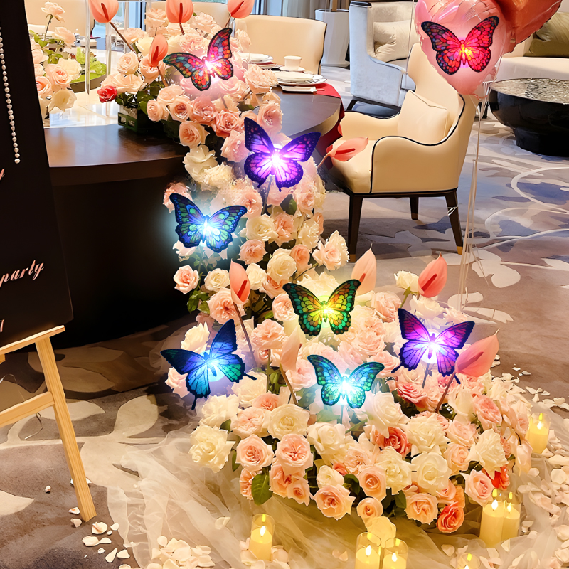 Luminous butterfly self-adhesive party and gathering wall stickers, flashing base, diy decorative butterfly, luminous butterfly Item Picture