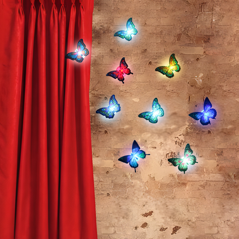 Luminous butterfly self-adhesive party and gathering wall stickers, flashing base, diy decorative butterfly, luminous butterfly Application Scenario