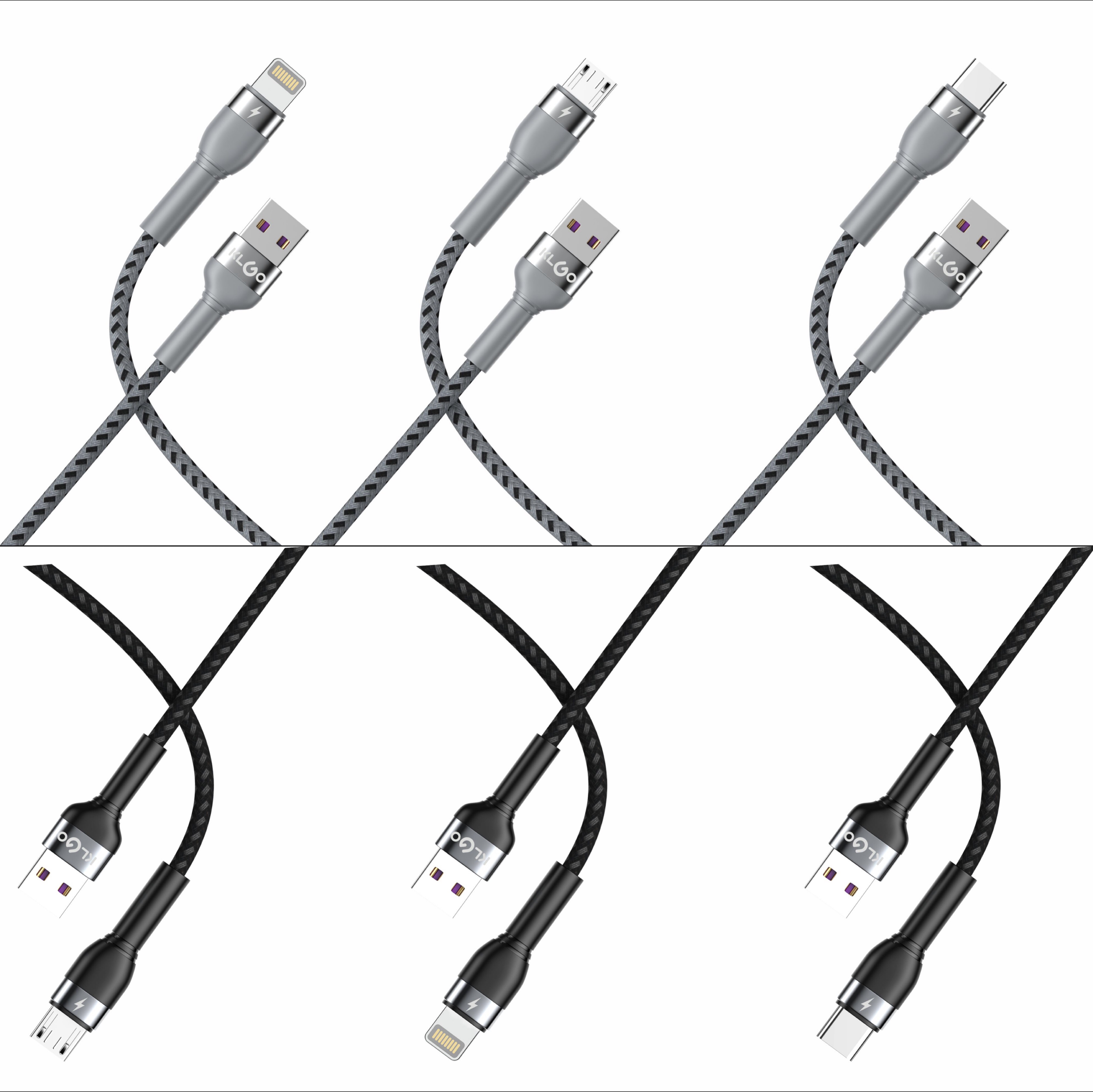 KLGO酷为品牌3米数据线黑白两色 2.4A S-104 Type-C数据线充电线 