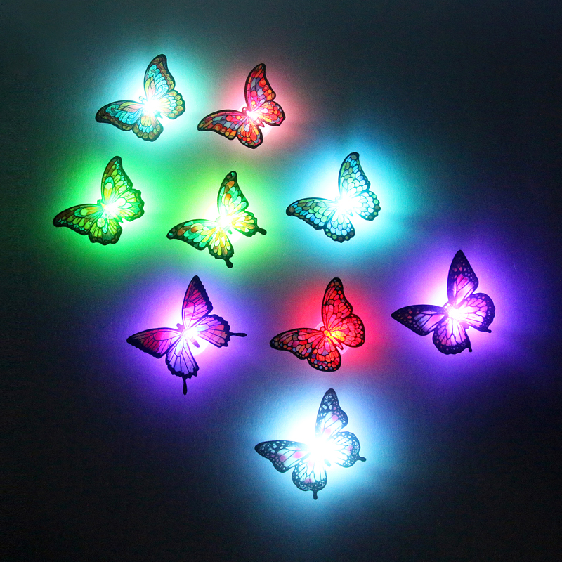 Luminous butterfly self-adhesive party and gathering wall stickers, flashing base, diy decorative butterfly, luminous butterfly details Picture