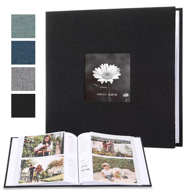 Regalo creativo de lino simple 6 "álbum de fotos de gran capacidad libro de almacenamiento puede escribir a mano núcleo de papel insertado en bolsa libro de almacenamiento de fotos Item Picture