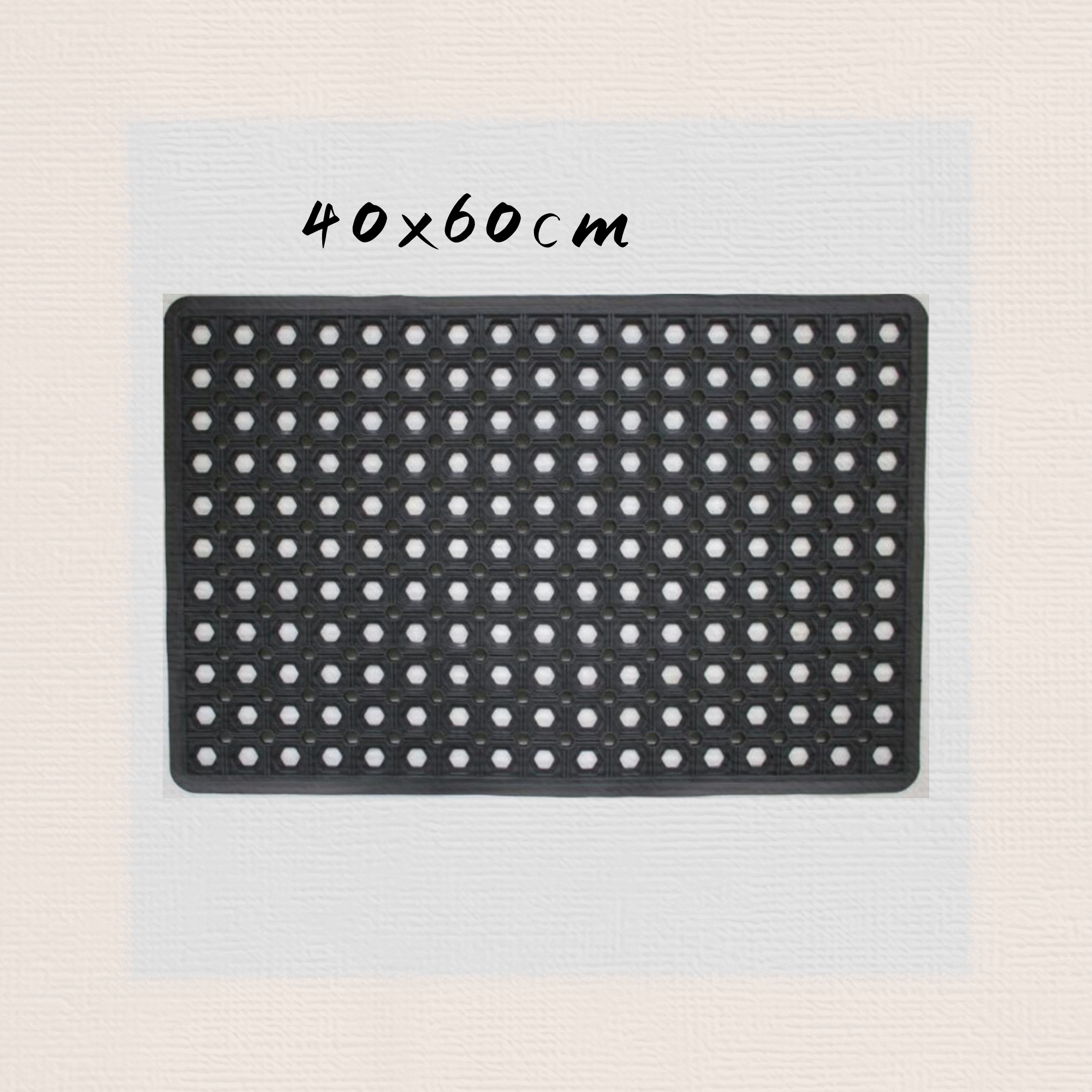 Black small hexagonal floor mat, PVC floor mat, kitchen anti-slip mat, door mat, foot mat, home floor mat, bathroom mat, waterproof hollow mat, home floor mat, size 40*60CM, 30 pieces per piece, waterproof woven details Picture