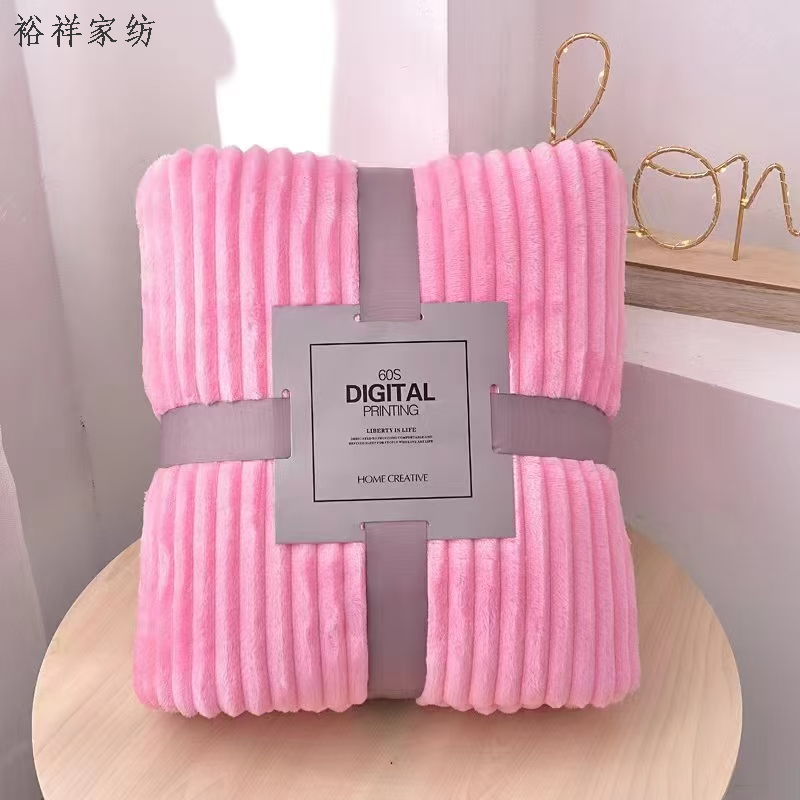 Cross-border in-stock solid-color extruded blanket flannel air conditioning blanket yoga cover blanket Item Picture