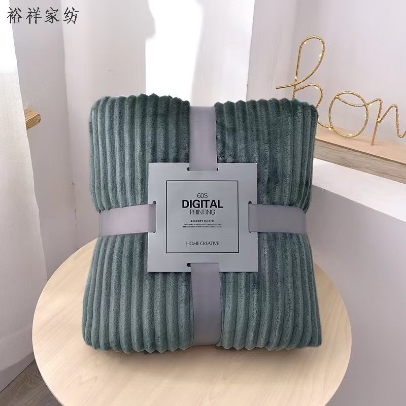Cross-border in-stock solid-color extruded blanket flannel air conditioning blanket yoga cover blanket details Picture