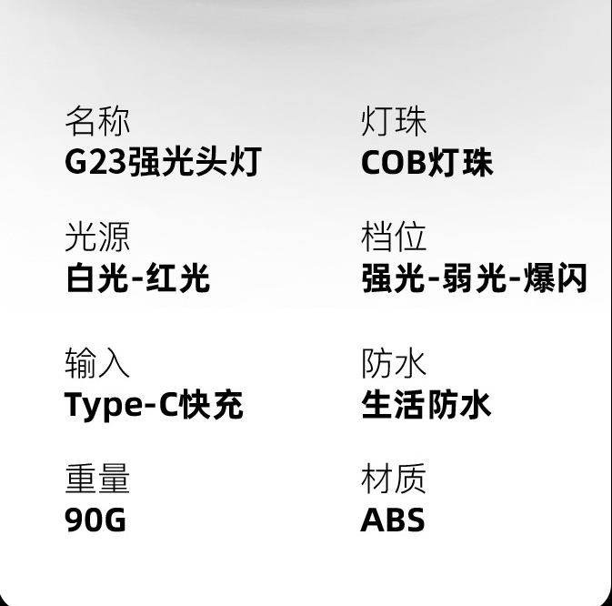 探美新款无头灯带便携两用头灯 Type-C充电户外跑步钓鱼灯 挂脖灯详情4