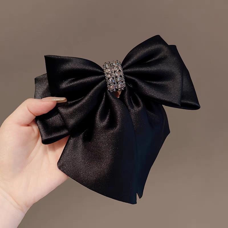 玫瑰的故事刘亦菲黄亦玫同款高级感缎面水钻蝴蝶结弹簧夹发夹发卡发夹发夹