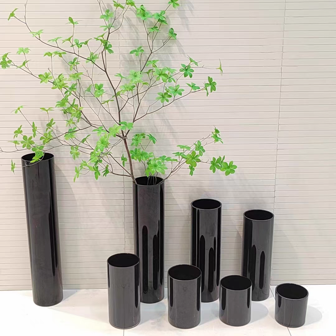 BBGLASS保北玻璃 黑色本色玻璃直筒花瓶 现代家居宴会婚庆装饰摆件 插花器皿详情4