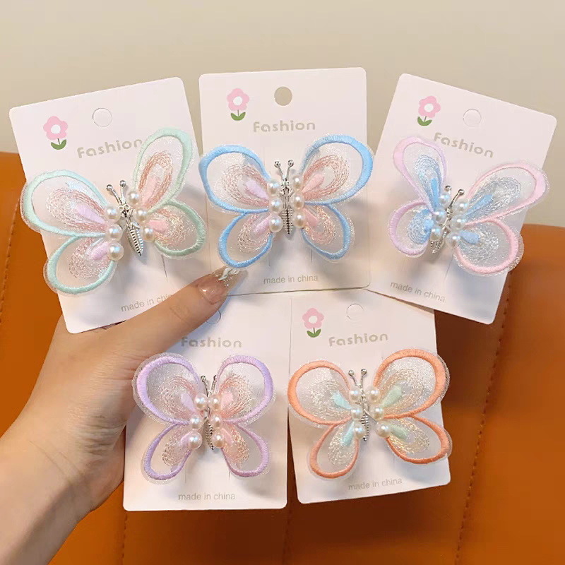 Children's butterfly dynamic press clip, spring clip, new girls' cute bangs clip, baby sweet hair clip, hair accessory, girls' headwear, hair clip, creative accessories, headwear, hair clip detail image 1