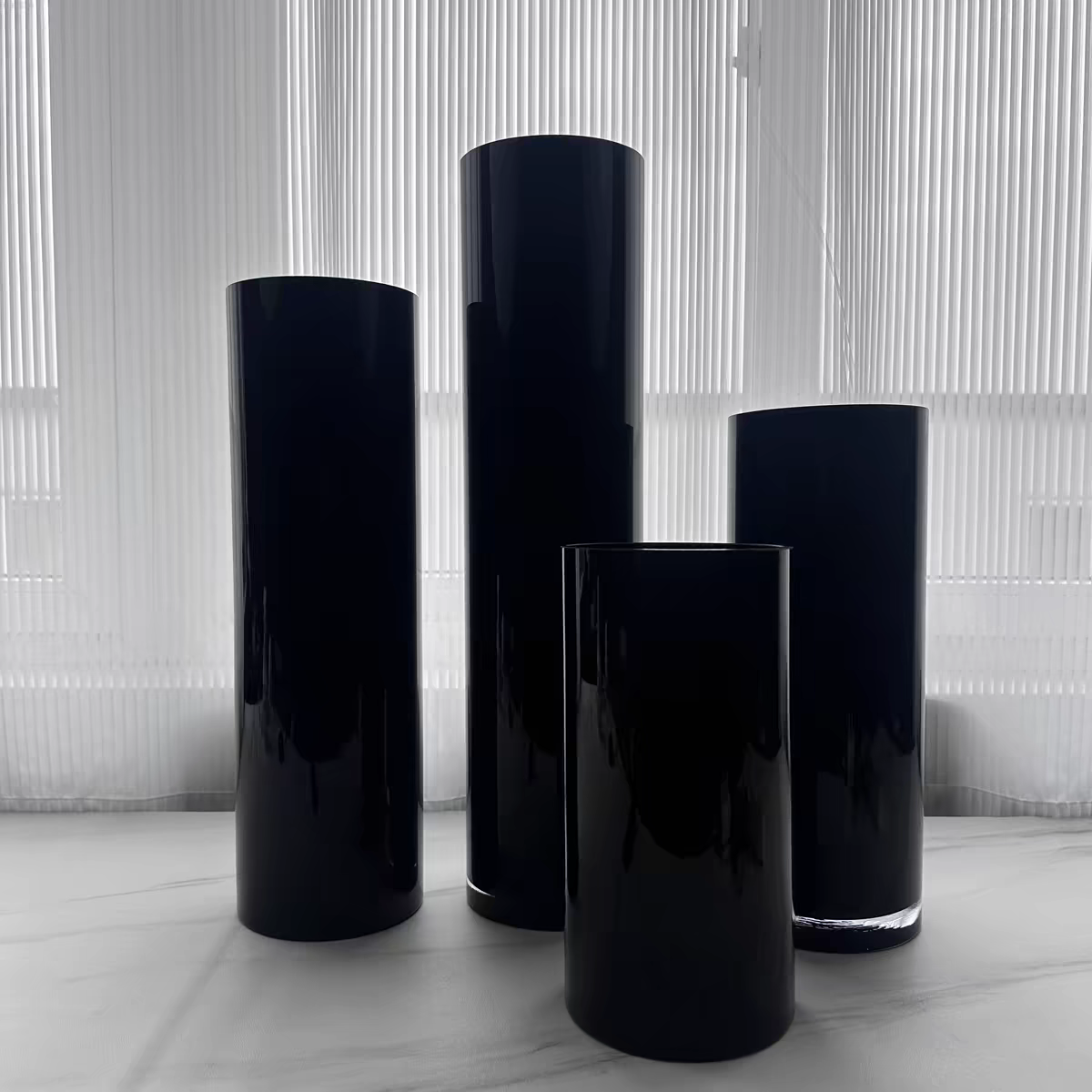BBGLASS保北玻璃 黑色本色玻璃直筒花瓶 现代家居宴会婚庆装饰摆件 插花器皿详情2