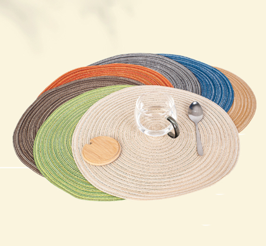 定制编织隔热垫创意椭圆形棉纱餐垫欧式家居装饰苎麻防滑防烫垫