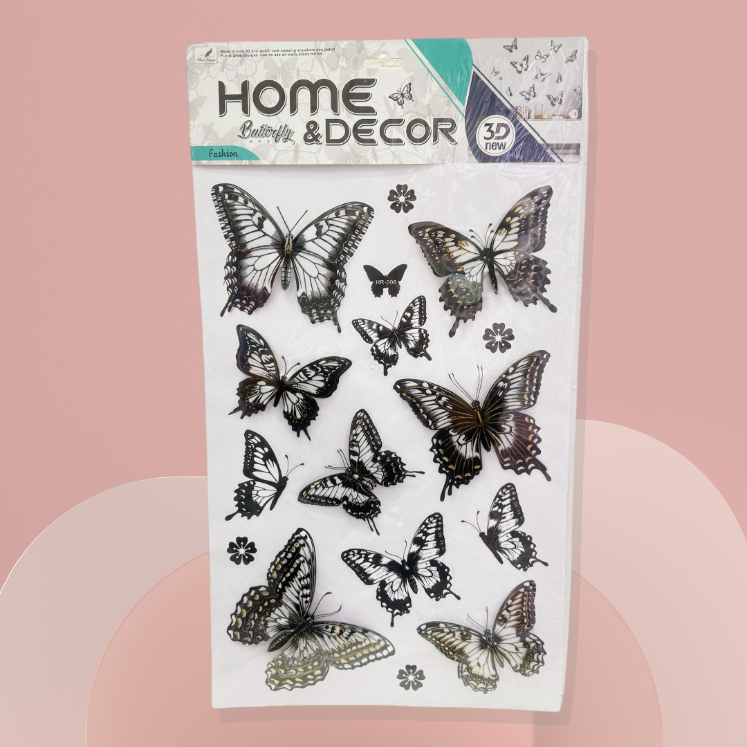 3D stereoscopic butterfly layer wall stickers, black and white butterfly decorative stickers, home layer wall stickers, combination wall stickers Application Scenario
