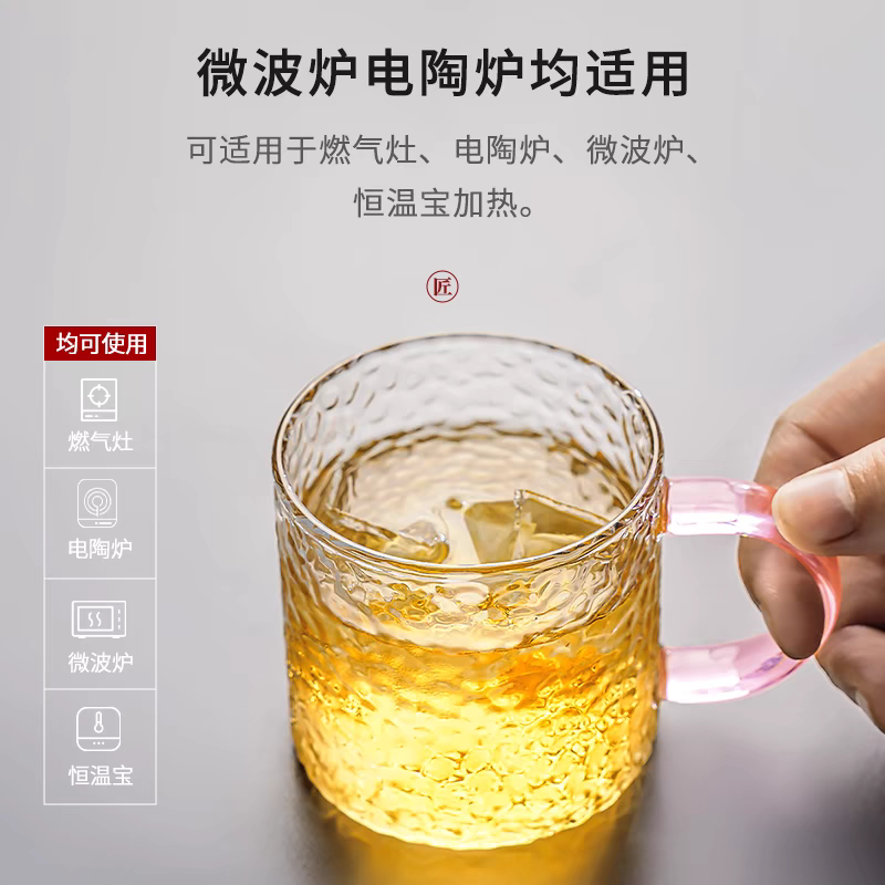 加厚耐热玻璃品茗杯子小茶杯带把杯功夫茶具喝茶耳杯茶碗家用套装玻璃杯 水晶玻璃杯  功夫茶杯 玻璃小杯产品图