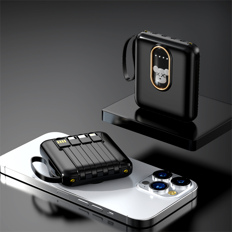 New cartoon mini portable power bank with built-in cable and large capacity Specification drawing