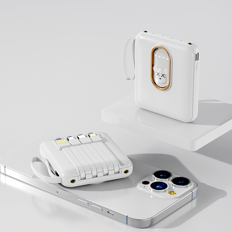 New cartoon mini portable power bank with built-in cable and large capacity Application Scenario